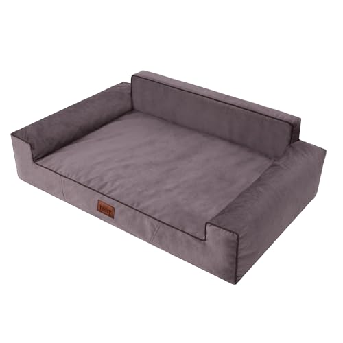 HOBBYGARDEN Hundebett Hundekissen Bett Haustierbett Hundeliegen Kissen Hundesofa Hundecouch Liegen Sofa Hundekorb Tierbett Weich, Braun, 116 x 78 cm von HOBBYGARDEN