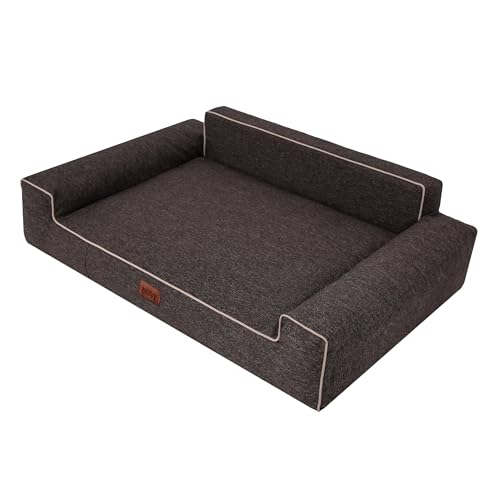 HOBBYGARDEN Hundebett Hundekissen Bett Kissen Haustierbett Hundeliegen Hundesofa Hundecouch Liegen Sofa Hundekorb Tierbett Weich, Braun, 116 x 78 cm von HOBBYGARDEN