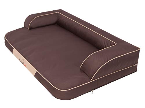 HOBBYGARDEN Hundebett Hundekissen Bett Kissen Haustierbett Hundeliegen Hundesofa Hundecouch Liegen Sofa Hundekorb Tierbett Weich, Braun, 80 x 48 cm L von HOBBYGARDEN