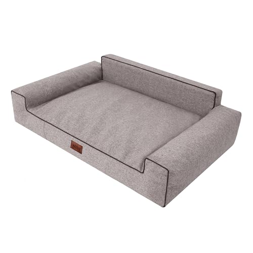 HOBBYGARDEN Hundebett Hundekissen Bett Kissen Haustierbett Hundeliegen Hundesofa Hundecouch Liegen Sofa Hundekorb Tierbett Weich, Cappuccino, 116 x 78 cm von HOBBYGARDEN