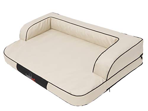 HOBBYGARDEN Hundebett Hundekissen Bett Kissen Haustierbett Hundeliegen Hundesofa Hundecouch Liegen Sofa Hundekorb Tierbett Weich, Ecru, 118 x 78 cm L von HOBBYGARDEN