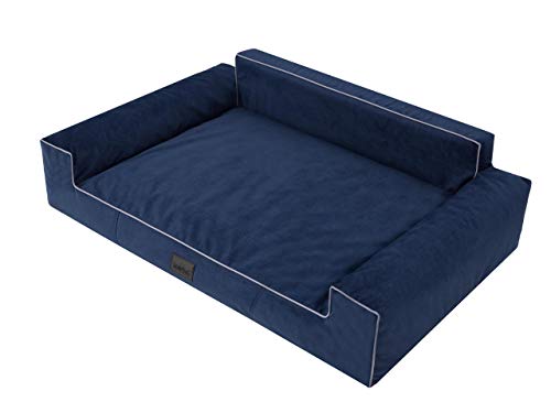 HOBBYGARDEN Hundebett Hundekissen Bett Kissen Haustierbett Hundeliegen Hundesofa Hundecouch Liegen Sofa Hundekorb Tierbett Weich, Navy Blau, 116 x 78 cm von HOBBYGARDEN