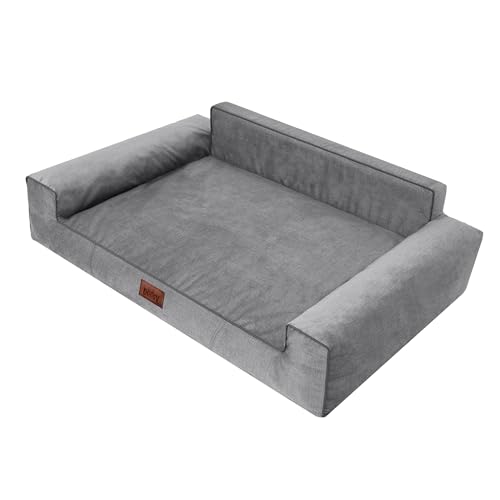 HOBBYGARDEN Hundebett Hundekissen Bett Kissen Haustierbett Hundeliegen Hundesofa Hundecouch Liegen Sofa Hundekorb Tierbett Weich,Grau, 116 x 78 cm von HOBBYGARDEN