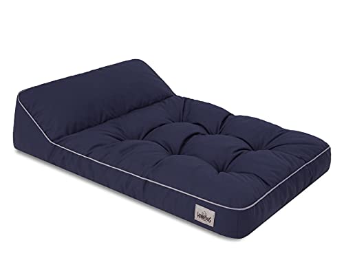 HOBBYGARDEN Hundematratze Haustierbett Hundeliegen Kissen Liegen Hundekissen Bett Sofa Hundekorb Tierbett Weich Hundesofa Matratze L - 98 x 62 cm Navy Blau von HOBBYGARDEN