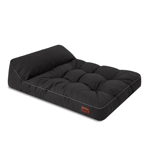 HOBBYGARDEN Hundematratze Haustierbett Hundeliegen Kissen Liegen Hundekissen Bett Sofa Hundekorb Tierbett Weich Hundesofa Matratze L - 98 x 62 cm Schwarz von HOBBYGARDEN