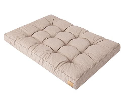 HOBBYGARDEN Hundematratze Haustierbett Hundeliegen Kissen Liegen Hundekissen Bett Sofa Hundekorb Tierbett Weich Hundesofa Matratze M - 77 x 52 cm Beige von HOBBYGARDEN