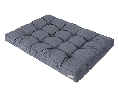 HOBBYGARDEN Hundematratze Haustierbett Hundeliegen Kissen Liegen Hundekissen Bett Sofa Hundekorb Tierbett Weich Hundesofa Matratze M - 77 x 52 cm Navy Blau von HOBBYGARDEN