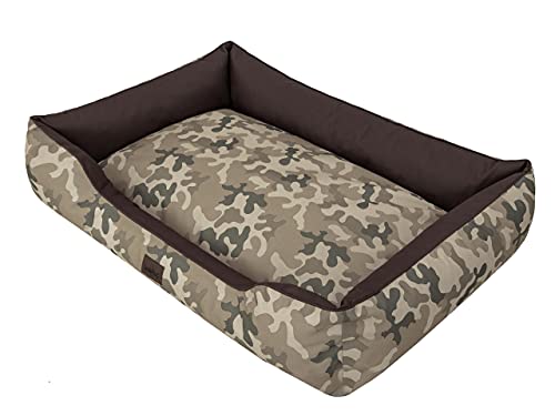 HOBBYGARDEN Hundematratze Haustierbett Hundeliegen Liegen Hundekissen Bett Sofa Hundekorb Tierbett Weich Hundesofa Matratze, Braun + Moro, XL - 114 x 84 cm von HOBBYGARDEN