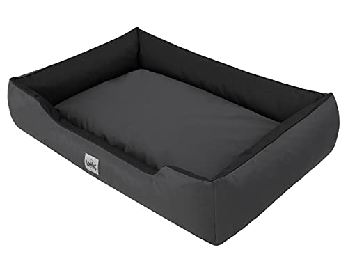 HOBBYGARDEN Hundematratze Haustierbett Hundeliegen Liegen Hundekissen Bett Sofa Hundekorb Tierbett Weich Hundesofa Matratze, Schwarz + Graphit, XL - 114 x 84 cm von HOBBYGARDEN