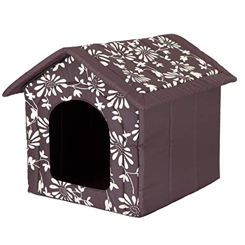 Hundehütte, Hundeecke, Ruhebereich, Zwinger, Tierheim, Hundezwinger, Haustierhütte, Haustierzwinger, Braun Blumen, R1: 38 x 32 cm von HOBBYGARDEN