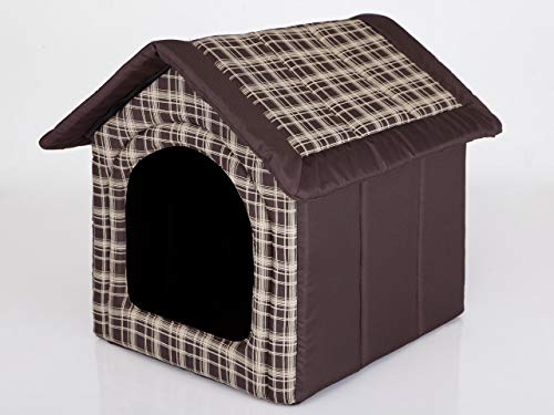 Hundehütte, Hundeecke, Ruhebereich, Zwinger, Tierheim, Hundezwinger, Haustierhütte, Haustierzwinger, Braun in Karierte, R1: 38 x 32 cm von HOBBYGARDEN