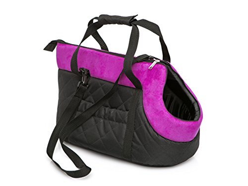 Tragetasche, Hundetasche, Katzentasche, Zwei Möglichkeiten zu tragen,Sicherheit von Haustieren, Sack, Hundesack,R1: 20 x 36 cm, Schwarz mit Violett Schal von HOBBYGARDEN