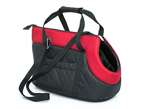 Tragetasche, Hundetasche, Katzentasche, Zwei Möglichkeiten zu tragen,Sicherheit von Haustieren, Sack, Hundesack,R2: 25 x 43 cm, Schwarz mit Roz Schal von HOBBYGARDEN