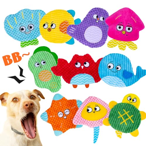 HOESDA Hundespielzeug ohne Füllung, quietschendes Hundespielzeug, knisterndes Hundespielzeug für kleine, mittelgroße Hunde, langlebiges Plüsch-Hundespielzeug, niedliches Tier, stoffloses von HOESDA