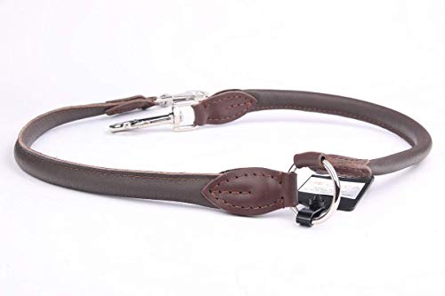 Koppel-Leine, Verteiler 387 Echt-Leder auf 2 Hunde ø12mm/40cm braun von HOGACA