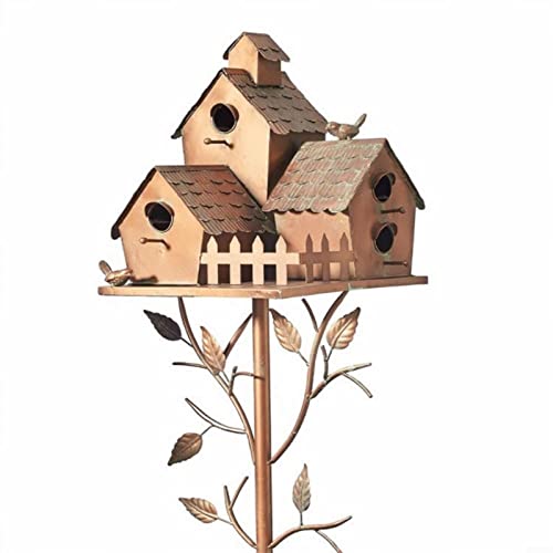 Vogelhaus aus Metall mit Stange, Zick-Zack-Kunst, für den Außenbereich, rustikale Vogelhaushalterung, Garten, Terrasse, Dekoration, Geschenk, Ruheplatz für Vögel, Kolibrihaus von HOHOVYVY