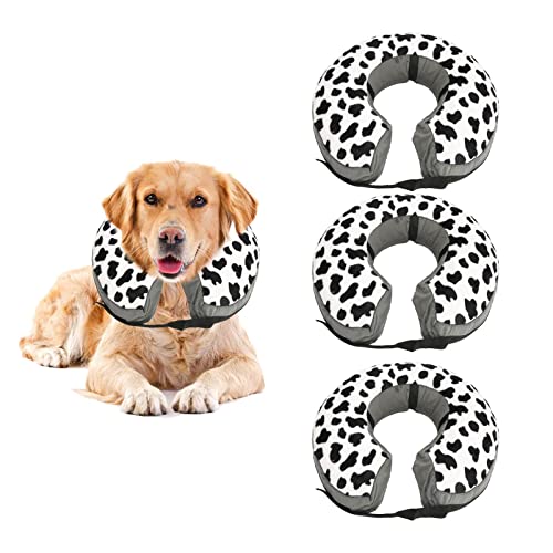 HOHXFYP 3 Teile/Satz Aufblasbares Hundehalsband,PVC Verstellbares Aufblasbares Halsband f¨¹r Hunde,Deflatable Demontage Aufblasbares Hundehalsband,f¨¹r Kleine Mittelgro?e Hunde(L-Schwarz und wei?) von HOHXFYP