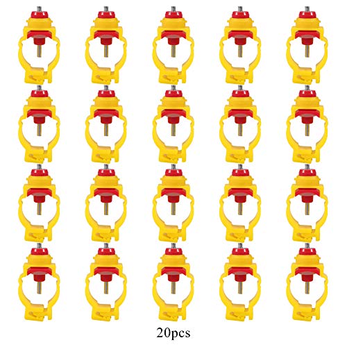 HOHXFYP Automatischer H¨¹hnerfutterspender,20 St¨¹ck/Set,Verstopfungsfreier ABS H¨¹hnerfutterspender,Automatische H¨¹hnerf¨¹tterung,H¨¹hnertr?nke f¨¹r Eimer,F?sser,Tr?ge(S-Gelb) von HOHXFYP