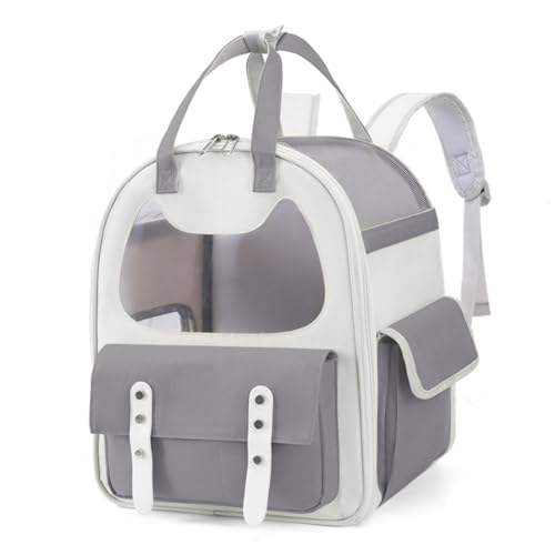 HOHXFYP Katzenrucksack, Atmungsaktiver Haustier Rucksackträger mit Griff und Verstellbaren Trägern, Wasserdichte Hundereisetasche mit Großer Kapazität für Camping, Einkaufen (15,75 x 9,06 x 12,6 Zoll) von HOHXFYP