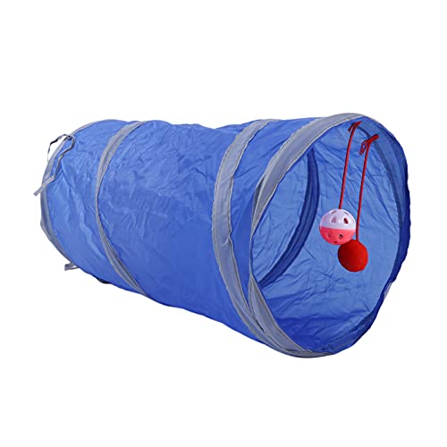 HOHXFYP Katzentunnel f¨¹r Hauskatzen,Interaktiver Faltbarer Katzentunnel,Robust und Langlebig,Kitty Tunnel Bored Pet Toys mit Eingebautem Haarball Zum Aufh?ngen,f¨¹r Katzen,Kaninchen,Welpen(S-Blau) von HOHXFYP