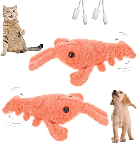 Floppy Lobster Interaktives Hundespielzeug, Neuer Wiederaufladbarer Kuscheltierhund,Elektrische Plüsch Hummer Interaktives Hundespielzeug, erbessert die Vitalität von Haustieren (Orange-2PCS) von HOIDOKLY