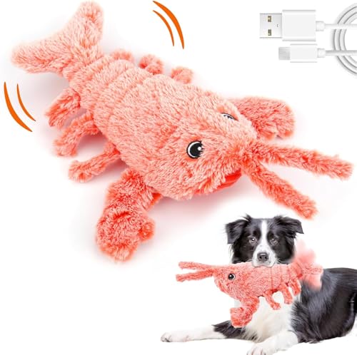 HOIDOKLY 2024 Floppy Lobster, interaktives Hundespielzeug, waschbar, mit elektrischer Simulation, Wiggly Hundespielzeug für kleine Hunde und Katzen (Orange) von HOIDOKLY