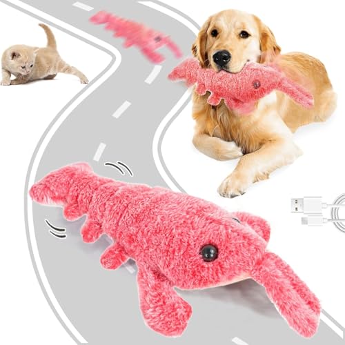 HOIDOKLY 2024 Floppy Lobster, interaktives Hundespielzeug mit elektrischer Simulation, waschbares Hundespielzeug für kleine Hunde und Katzen (Rosa) von HOIDOKLY