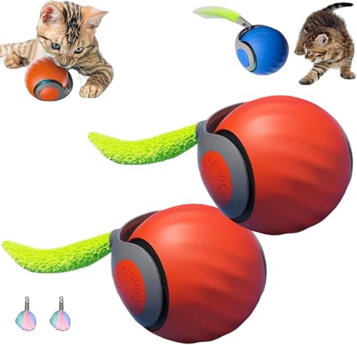 HOIDOKLY 2025 Neuer Speedy Tail 2.0, Speedy Tail Katzenspielzeug, König des interaktiven Katzenspielzeugballs, Automatisches Katzenspielzeug, lindert Ängste (Orange-2PCS) von HOIDOKLY