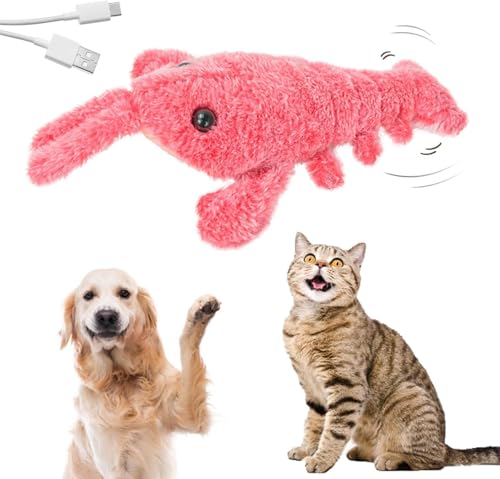 HOIDOKLY Floppy Lobster Interaktives Hundespielzeug, Neuer Wiederaufladbarer Kuscheltierhund,Elektrische Plüsch Hummer Interaktives Hundespielzeug, erbessert die Vitalität von Haustieren (Rosa) von HOIDOKLY