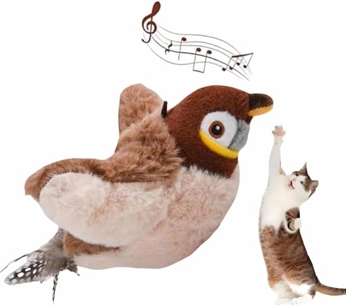 HOIDOKLY Interaktives Katzenspielzeug Selbstbeschäftigung, 2025 Neu Vogel Katzenspielzeug, Elektrisches Katzenspielzeug Vogel Flattern, Interactive Cat Toy, Flapping Bird Cat Toy (Spatz) von HOIDOKLY