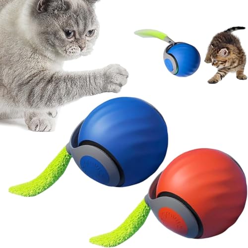 HOIDOKLY Speedy Tail 2.0, Speedy Tail Katzenspielzeug, 2025 Neuer König des interaktiven Katzenspielzeugballs, Automatisches Katzenspielzeug, lindert Ängste (Blau+Orange) von HOIDOKLY