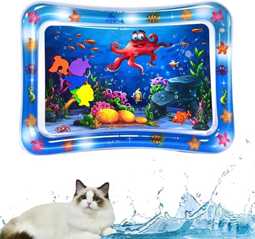 Wassersensor-Spielmatte für Katzen, 2024 Neue Interaktive Wassersensor Spielmatte, Aufblasbare Wassermatte mit Kühlem Komfort, Wassersensor-Pad zum Spielen von Haustieren und Kindern (A, 50 * 69cm) von HOIDOKLY