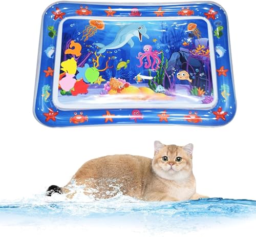 Wassersensor-Spielmatte für Katzen, 2024 Neue Interaktive Wassersensor Spielmatte, Aufblasbare Wassermatte mit Kühlem Komfort, Wassersensor-Pad zum Spielen von Haustieren und Kindern (C, 50 * 69cm) von HOIDOKLY