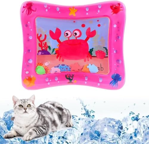 Wassersensor-Spielmatte für Katzen, 2024 Neue Interaktive Wassersensor Spielmatte, Aufblasbare Wassermatte mit Kühlem Komfort, Wassersensor-Pad zum Spielen von Haustieren und Kindern (J, 50 * 69cm) von HOIDOKLY