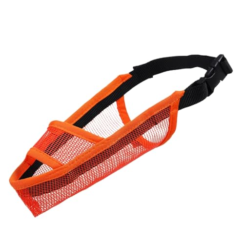 HOJIOESRD Atmungsaktiver Hundemaulkorb für stressfreie Outdoor Aktivitäten, Anti Biss Netzmaske, TPR Anti Stripping Hundemaske, Hundemundstück, Orange, XS von HOJIOESRD