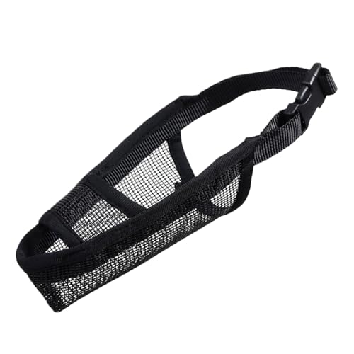 HOJIOESRD Atmungsaktiver Hundemaulkorb für stressfreie Outdoor Aktivitäten, Anti Biss Netzmaske, TPR Anti Stripping Hundemaske, Hundemundstück, Schwarz, L von HOJIOESRD