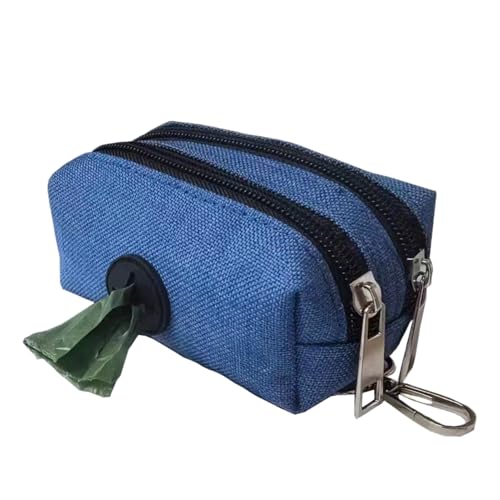 HOJIOESRD Tragbarer Taschenspender für Hundekot, Hundebedarf, sauber, langlebig, einfacher Hund mit Reißverschluss, einfacher Taschenspender für Hunde, Blau von HOJIOESRD