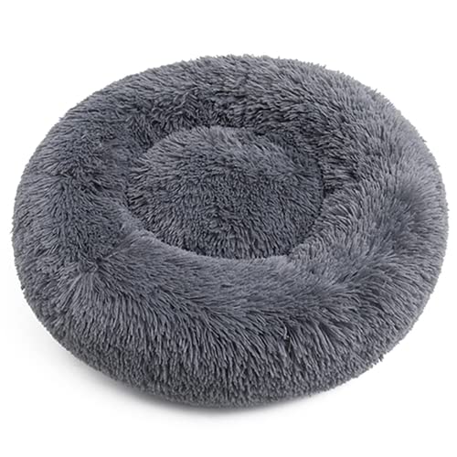 HOJKOUD Hundebett，hundekörbchen，katzenbett,waschbares hundebett,Flauschiges hundebett für große, mittelgroße & kleine Hunde. (50CM, dunkelgrau) von HOJKOUD