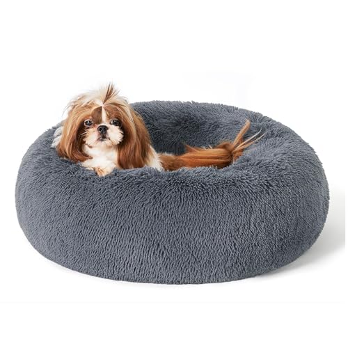 HOJKOUD Hundebett，hundekörbchen，katzenbett,waschbares hundebett,Flauschiges hundebett für große, mittelgroße & kleine Hunde. (60CM, dunkelgrau) von HOJKOUD