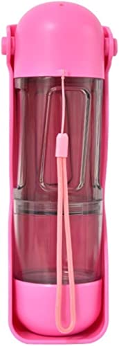 HOLABONITA Tragbare Hundewasserflasche, Hundefutterspender, Hundewasserflasche mit Futterbehälter, Wasserbecher, Kotschaufel, Abfall-Bagel-Futterspender (Size : Rosa) von HOLABONITA