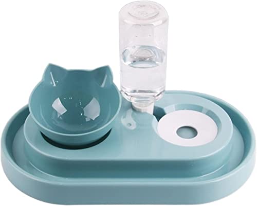 HOLABONITA Tragbare Hundewasserflasche, doppelte Hunde- und Katzennäpfe, Haustier-Wasserfutternapf-Set mit automatischer Wasserspenderflasche, abnehmbar, for kleine Hunde, Katzen, Kätzchen, Welpen von HOLABONITA