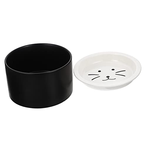 Pet Ceramic Bowl Bowl Plates Ceramic Ornament Container Auto Feeder Cat Plates Dog Feeder Ceramics Cat Bowl Kitten Bowl Cat Feed Bowl Water Bowl for Dog Pink Cat Board Neck Guard (Color : Nero, Size von HOLABONITA