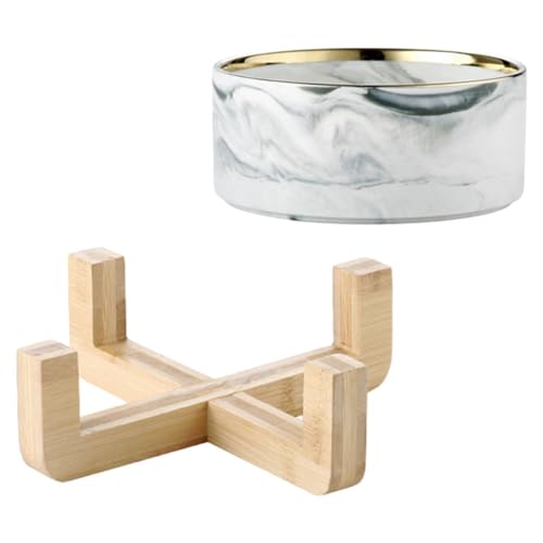 HOLIDYOYO Marmorierter Keramik futternapf mit Holzgestell Stabiles Design rutschfest Lebensmittelecht Einfach zu Reinigen für Katzenfutter und Trinkwasser Graue Farbakzente für Katzenhalter HOLIDYOYO Marmorierter Keramik futternapf mit Holzgestell Stabiles Design rutschfest Lebensmittelecht Einfach zu Reinigen für Katzenfutter und Trinkwasser Graue Farbakzente für Katzenhalter von HOLIDYOYO