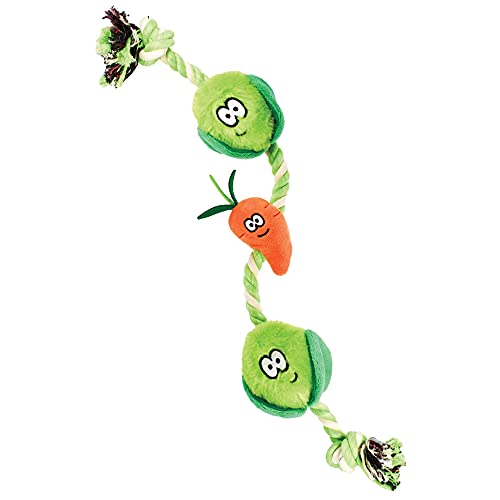 HOLLY ROBIN Weihnachts-Veggie-Seil, quietschend, Plüschseil, für Hunde, Welpen, Spielspielzeug, 40 cm von HOLLY ROBIN