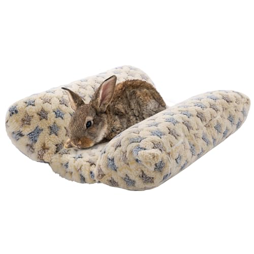 HOMBYS 12,7 cm verdicktes Hasenbett, kuscheliges Kaninchenbett, weiches Plüsch-Kuschelkissen mit Liegekissen, Warp-Design für kleine Tiere, Kätzchen, Hamster, Meerschweinchen, kleine von HOMBYS