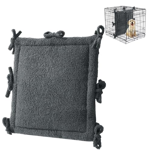 HOMBYS Flauschige dicke Hundebox-Trennwand (nur Trennwand, ohne Kiste), weiche, warme Hundehütten-Trennwand mit Bändern, Hundekäfig-Zubehör für Welpenbox-Training, Grau, 45,7 cm H x 41,5 cm B von HOMBYS