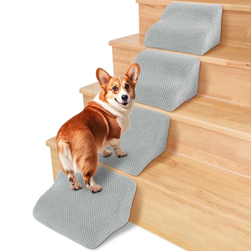 HOMBYS Hunderampe für Treppen, Hundetreppe für kleine Hunde, 2-stufige graue modulare Haustiertreppe für jede Treppe, Haustierrampen für verletzte Hunde und ältere Katzen, Hundetreppe für kleine Hunde von HOMBYS