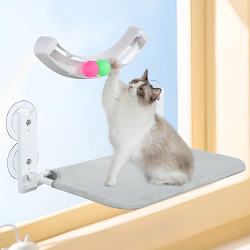 HOMBYS Katzen-Fensterstange Katzenhängematte mit Trackball-Spielzeug von HOMBYS