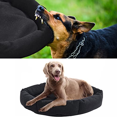 HOMBYS Kaufestes Hundebett, unzerstörbares Hundebett für aggressive Kauer, großes, rundes, langlebiges Haustierbett, schwarzes, 91.4x71.1x17.8 cm, maschinenwaschbar von HOMBYS