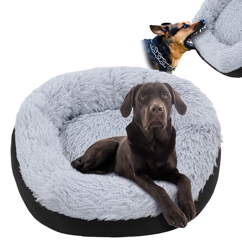 HOMBYS Rundes kaufestes Hundebett mit Kunstfell-Oberfläche, 61 x 61 x 20,3 cm von HOMBYS